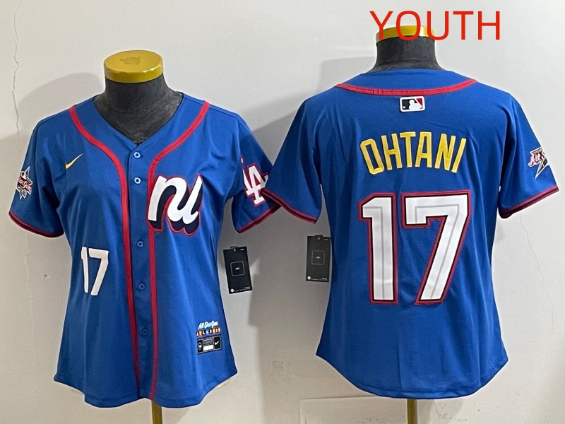 Youth 2025 Los Angeles Dodgers #17 Ohtani Blue Nike 2025 MLB All Star Jersey style 003->women mlb jersey->Women Jersey
